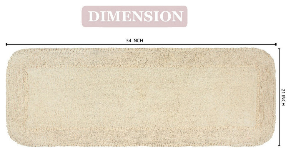 Radiant Collection Bath Rug Set, Machine Wash, 21"x54" Runner, Ivory