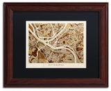 "Pittsburgh Street Map" Matted Framed Canvas Art by Michael Tompsett