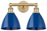 Plymouth Dome 2-Light 17" Bath Vanity Light, Brushed Brass Finish, Blue Shade