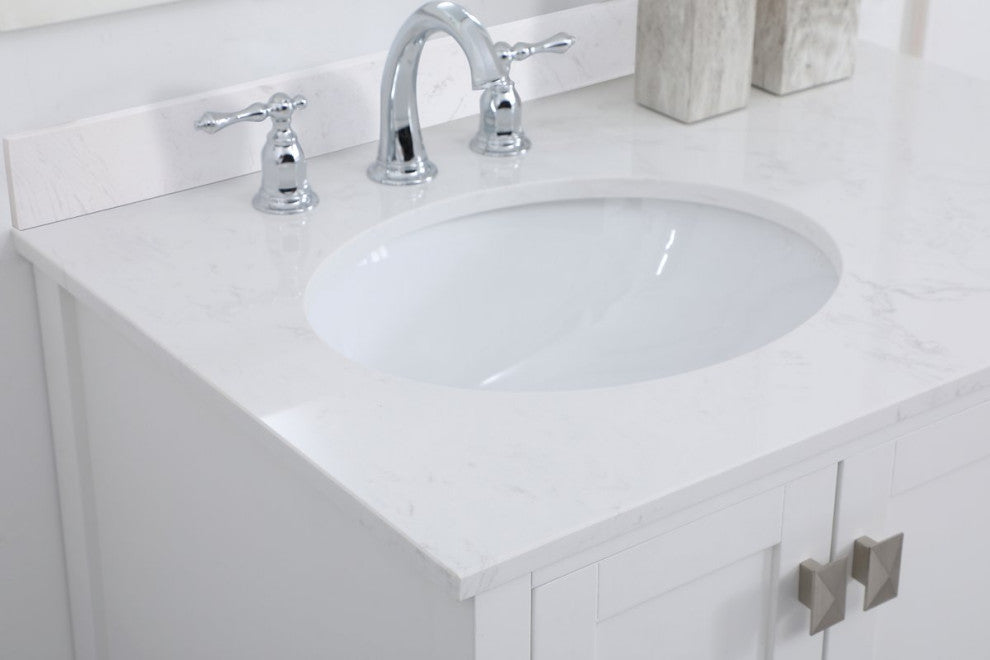 Iris 32" Single Bathroom Vanity, White With Backsplash