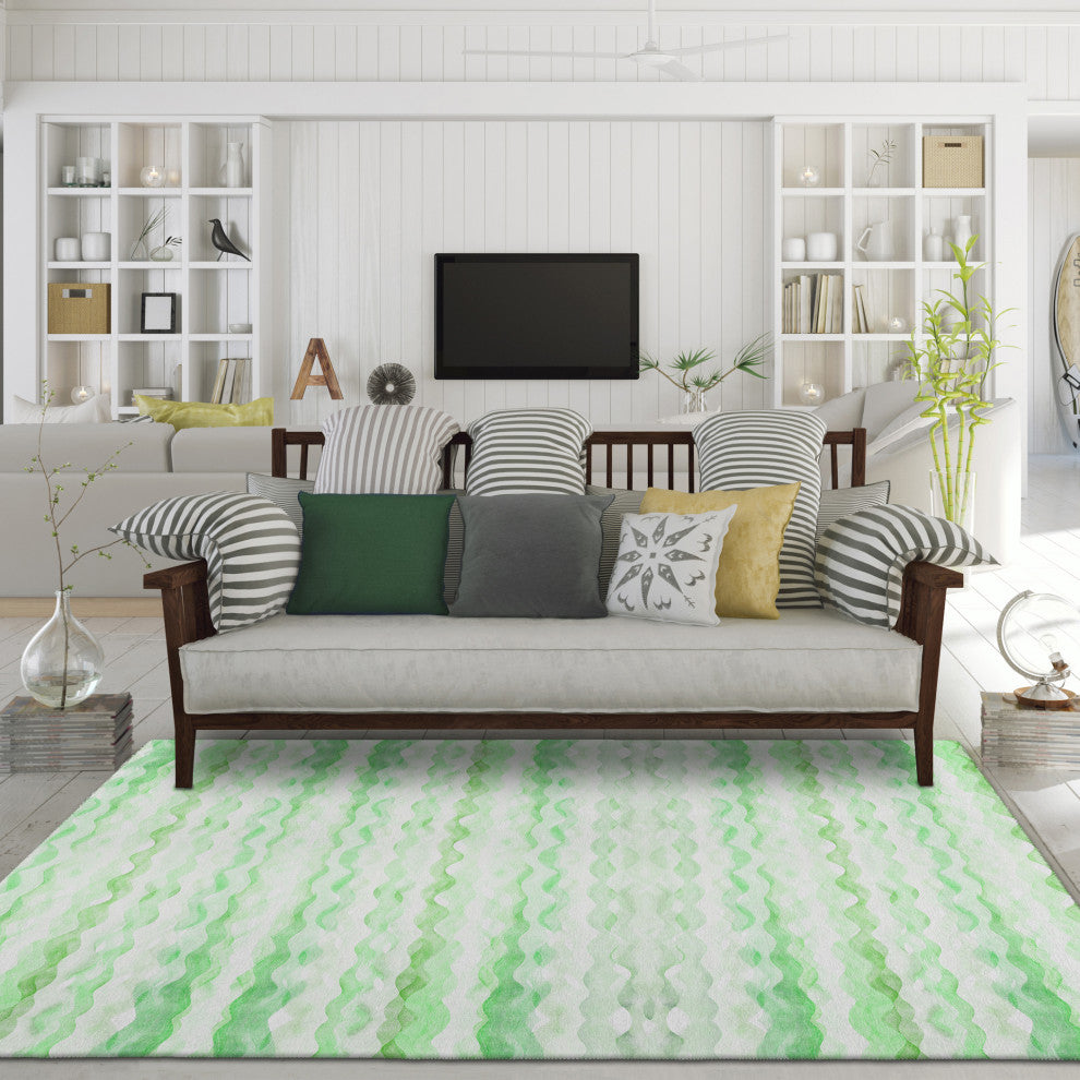 Indoor/Outdoor Seabreeze SZ16 Cactus Machine Washable 9' x 12' Rug