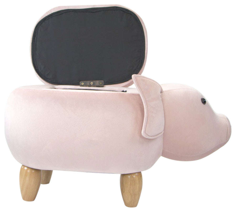 15" Seat Height Pig Animal Shape Storage Ottoman, Pink