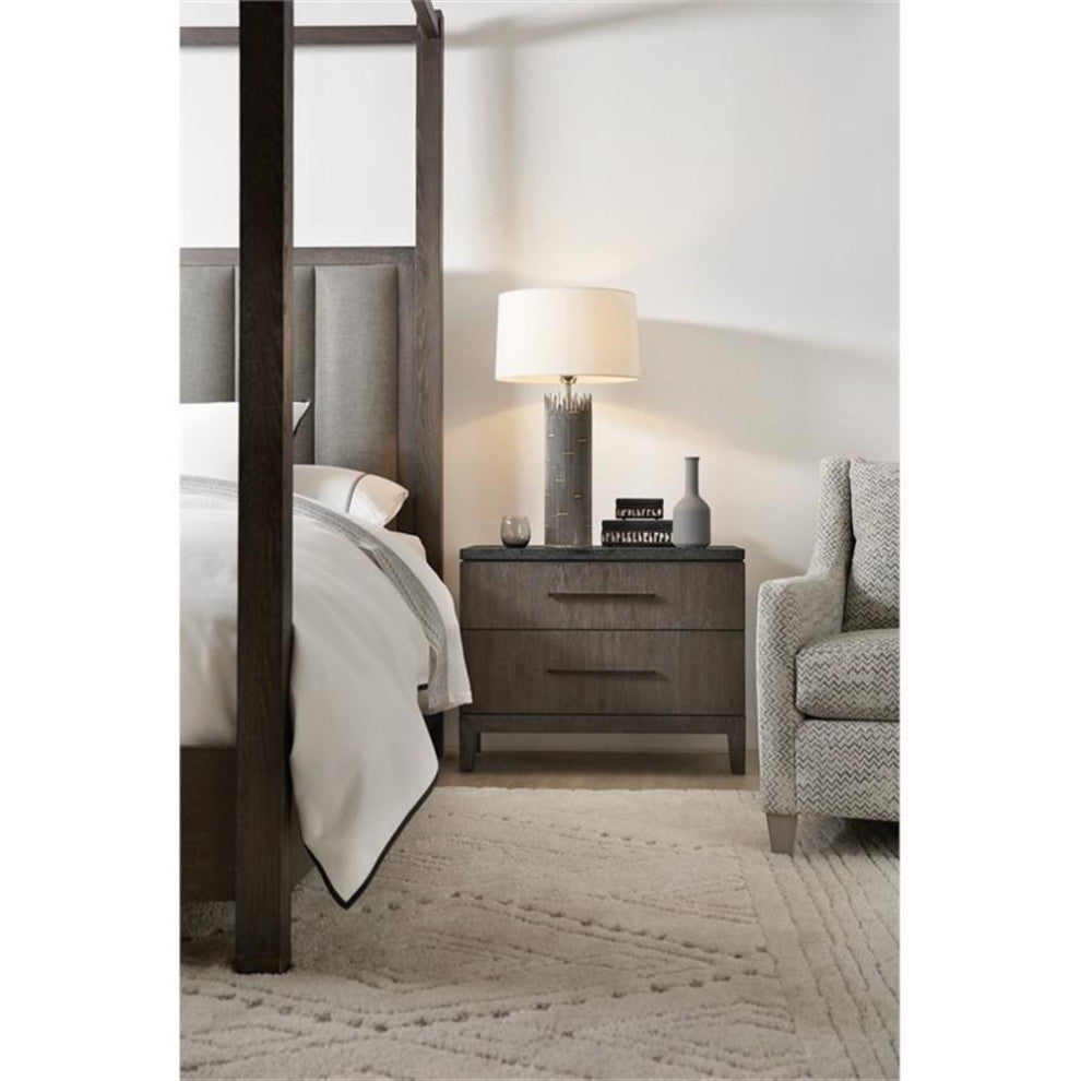 Beaumont Lane Stone Top Nightstand in Oak