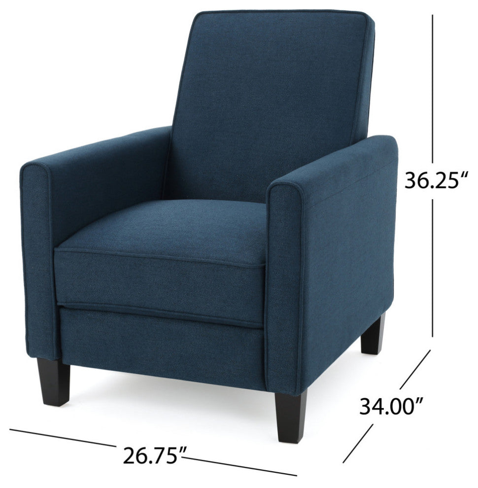 Susan Fabric Recliner, Set of 2, Navy Blue and Dark Brown