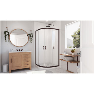 Prime 36x74 3/4 Frosted Glass Sliding Shower Enclosure Oil Rubbed Bronze, White
