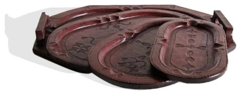 Set of Four Handmade African Leather Trays