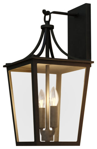 Cottage Grove 1-Light Matte Black Transitional Outdoor Wall Lantern Clear Glass, 9"wx19"hx9.75"d