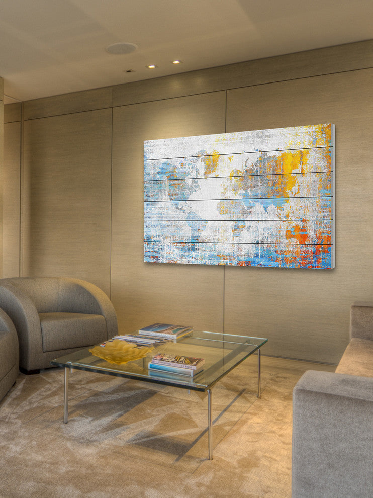 "Continental Journey" Print on White Wood, 60"x40"