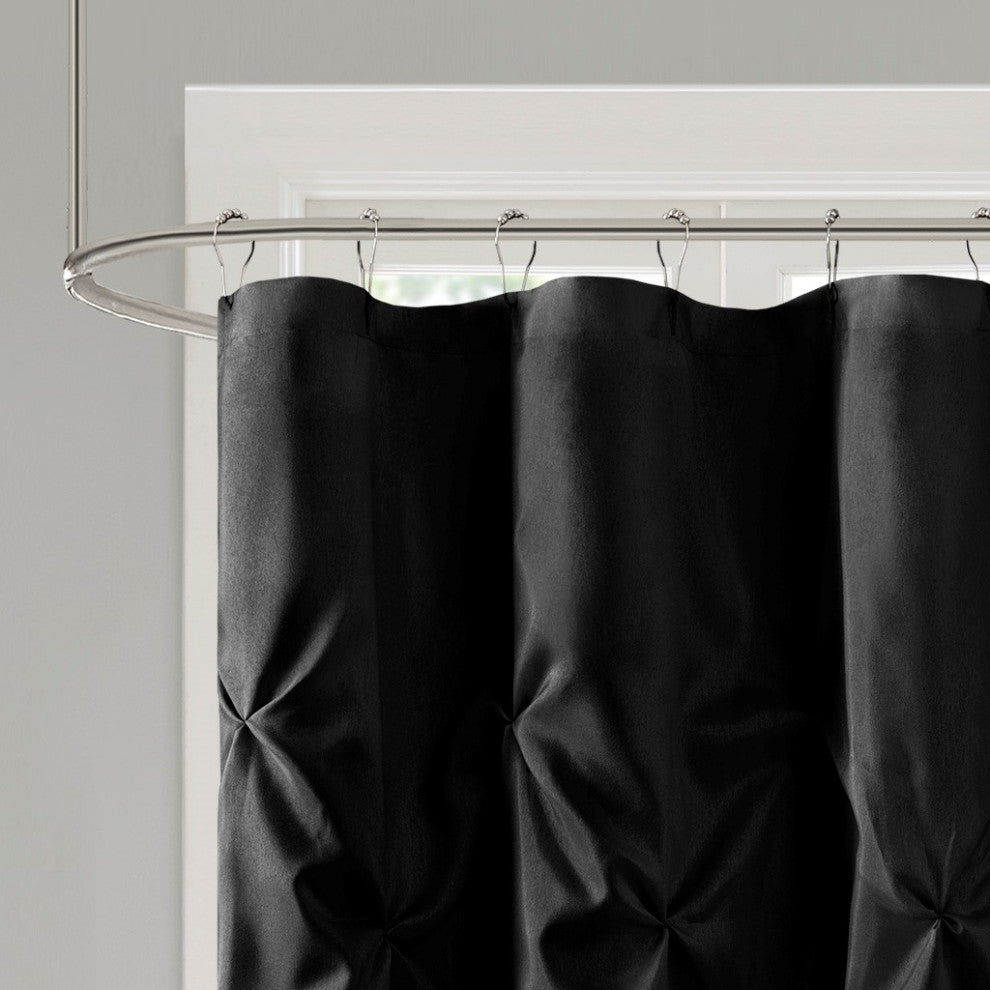 Madison Park Laurel Tufted Semi-Sheer Shower Curtain, Black