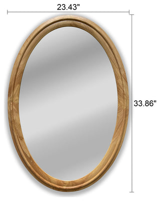 Chloe's Reflection Contemporary Maple Wood Oval Framed Wall Mirror, 34" Height
