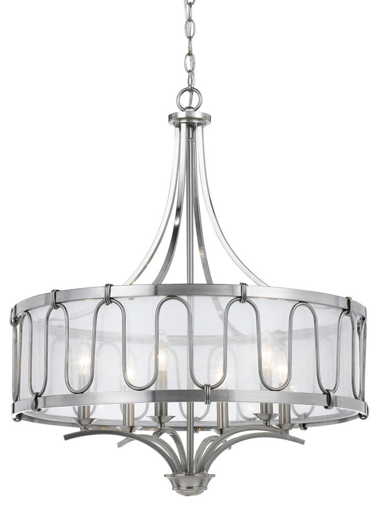 60W 6 Vincenza Metal  Chandelier With Transparent Fabric Shade
