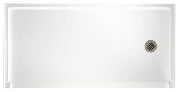 Swan 30x60x4 Solid Surface Shower Base, Right Drain, White