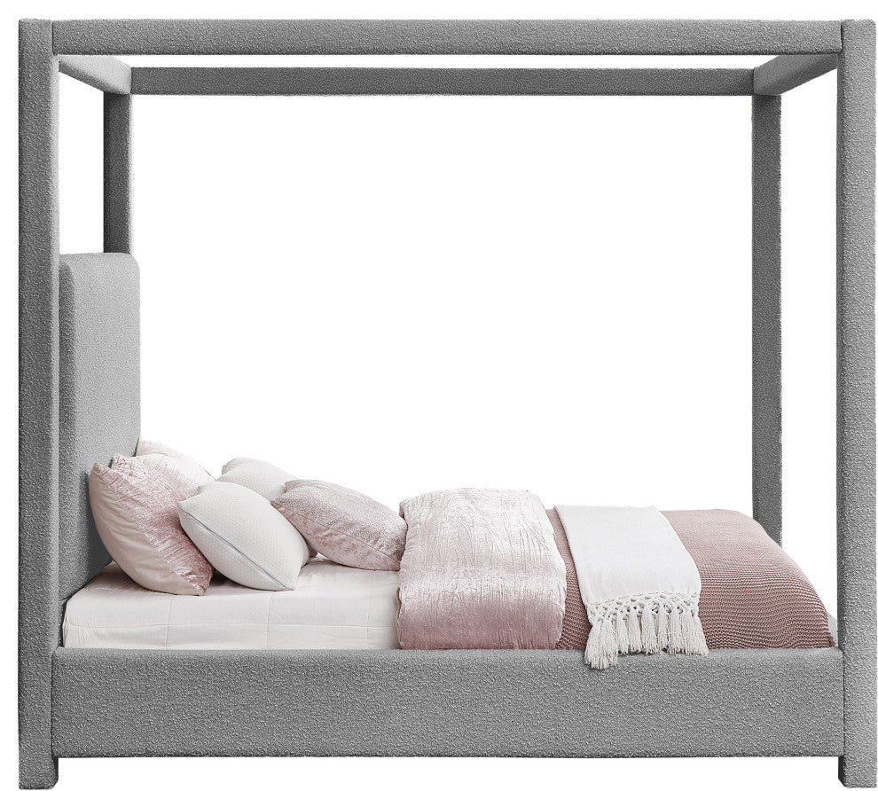 Eden Boucle Fabric Upholstered Bed, Gray, King
