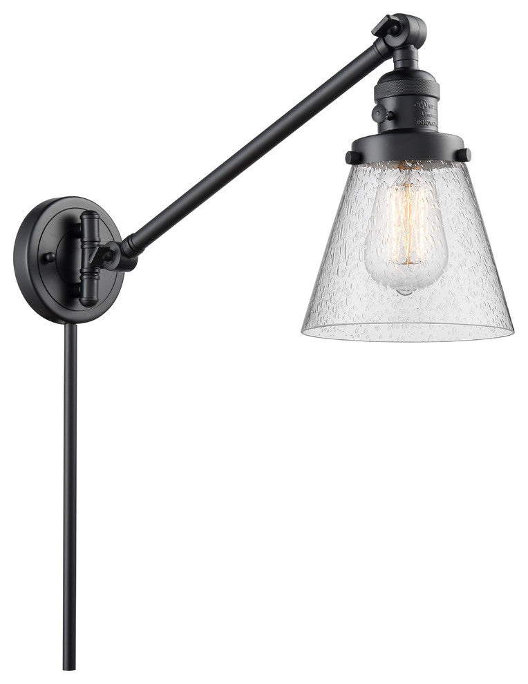 Small Cone 1-Light LED Swing Arm Light, Matte Black, Glass: Seedy