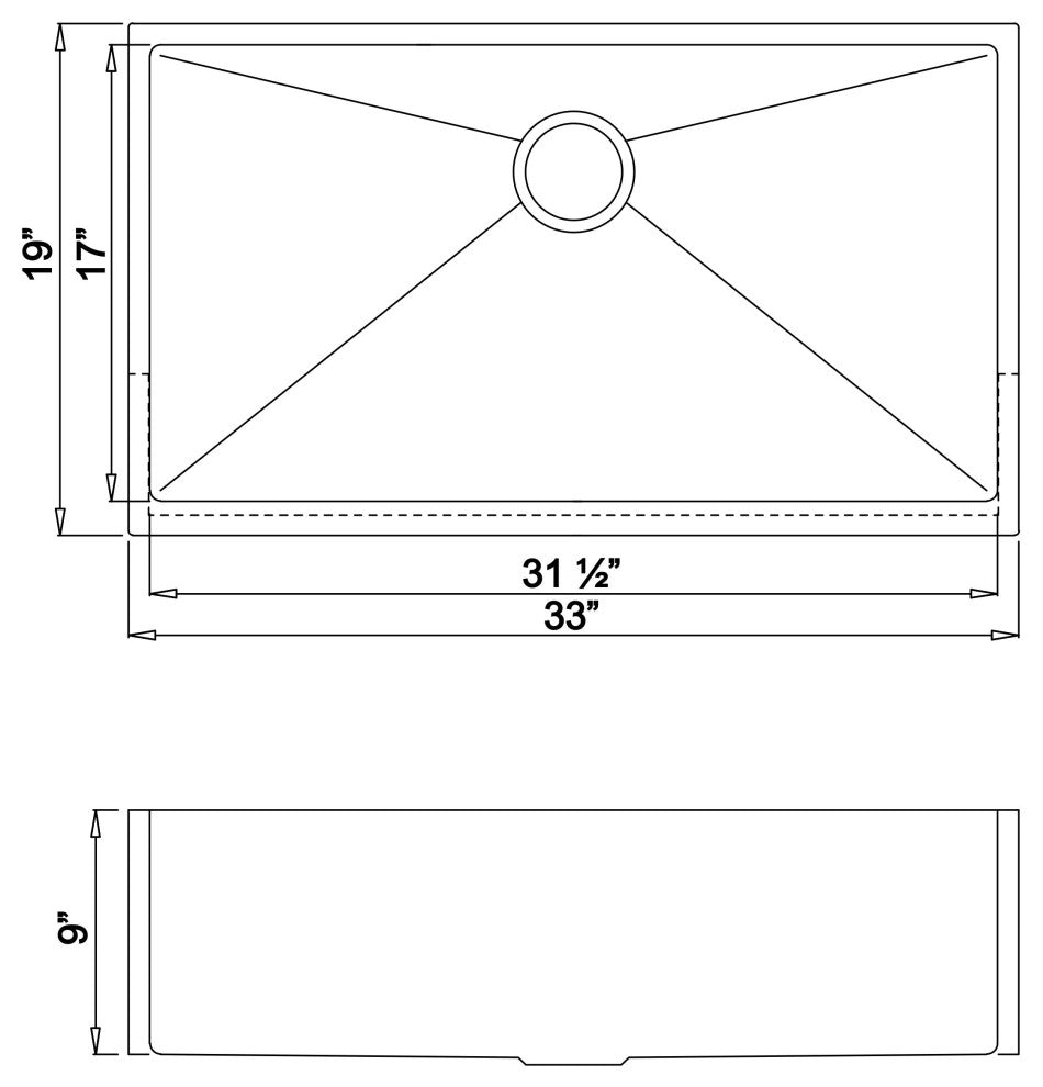 Wells Sinkware Single Apron Farm Sink Pack, Stainless Steel, Sink Only