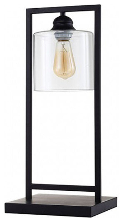 ZOE Contemporary Table Lamp Metal With Glass, Black