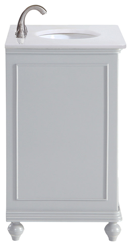 30" Single Bathroom Vanity, Light Grey With Ivory White Engineered Marble
