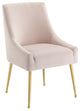 Velvet Accent Chair, Brushed Gold Dining Chair, Glam Modern Side Chair, Pink