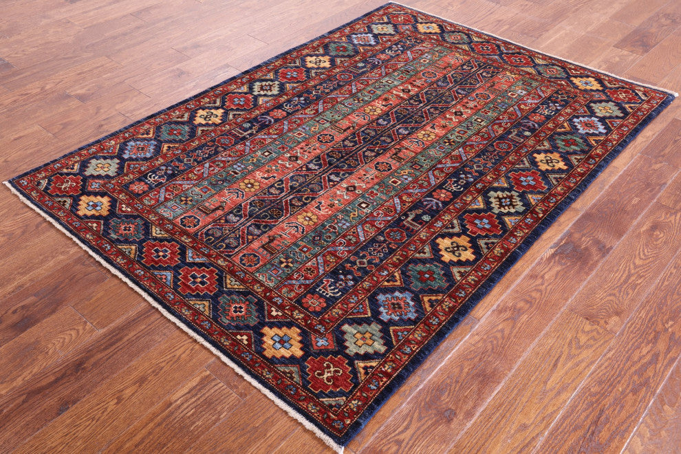 4' 2" X 5' 10" Hand Knotted Persian Gabbeh Shall Rug Q5155