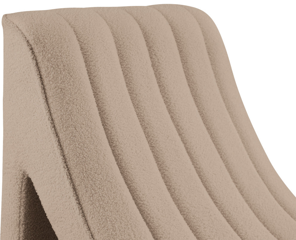 Orian Teddy Fabric Upholstered Chaise, Beige