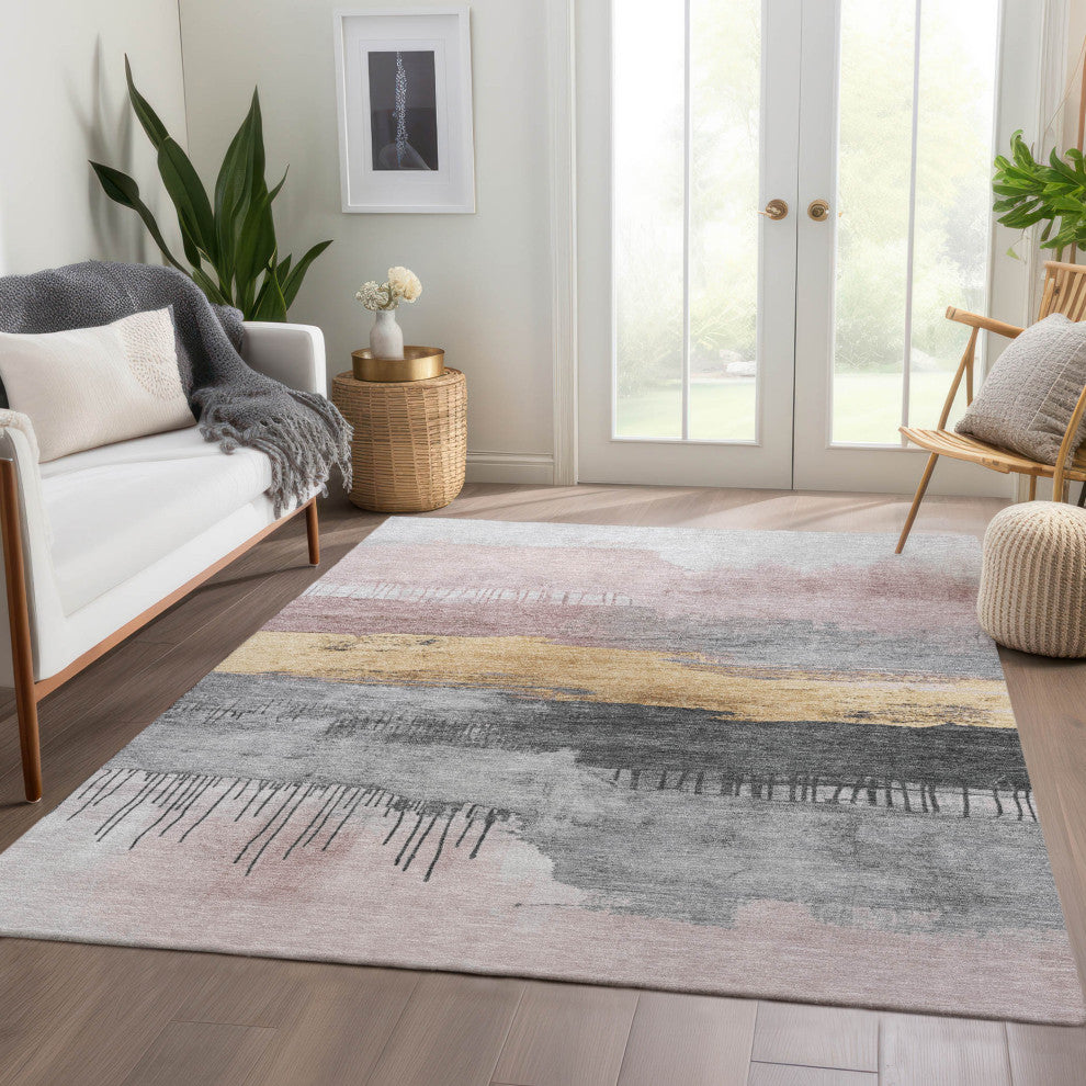 Machine Washable Indoor/Outdoor Chantille ACN1880 Blush 10' x 14' Rug