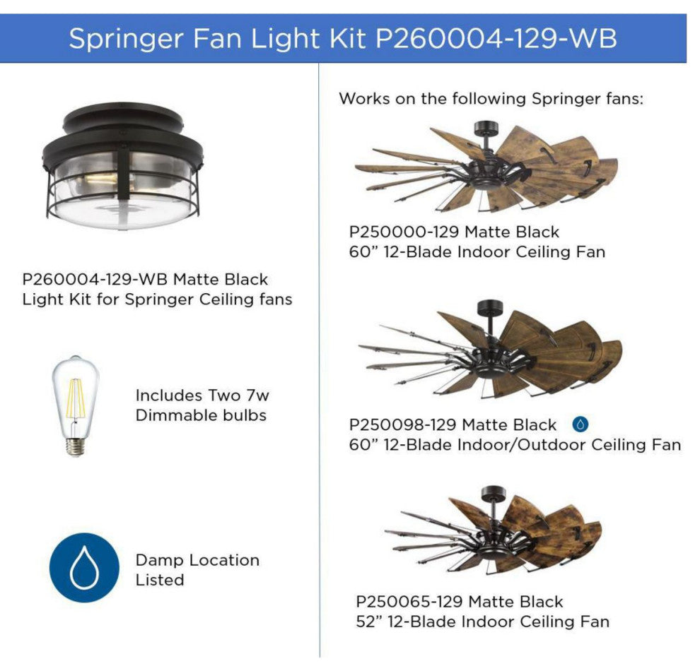 Springer II Collection Antique Nickel Rustic Light Kit for Ceiling Fan, Architectural Bronze