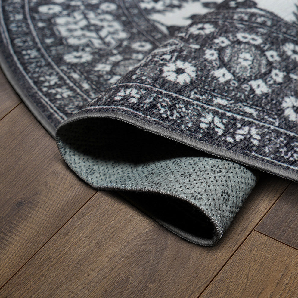 My Magic Carpet Washable Rug Ramage Gray, 6'x6'