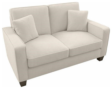 Stockton 61W Small Living Room Loveseat in Cream Herringbone Fabric