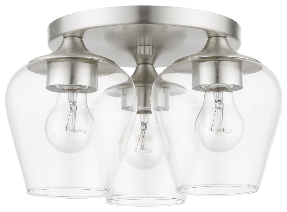 Willow 3 Light Brushed Nickel Flush Mount