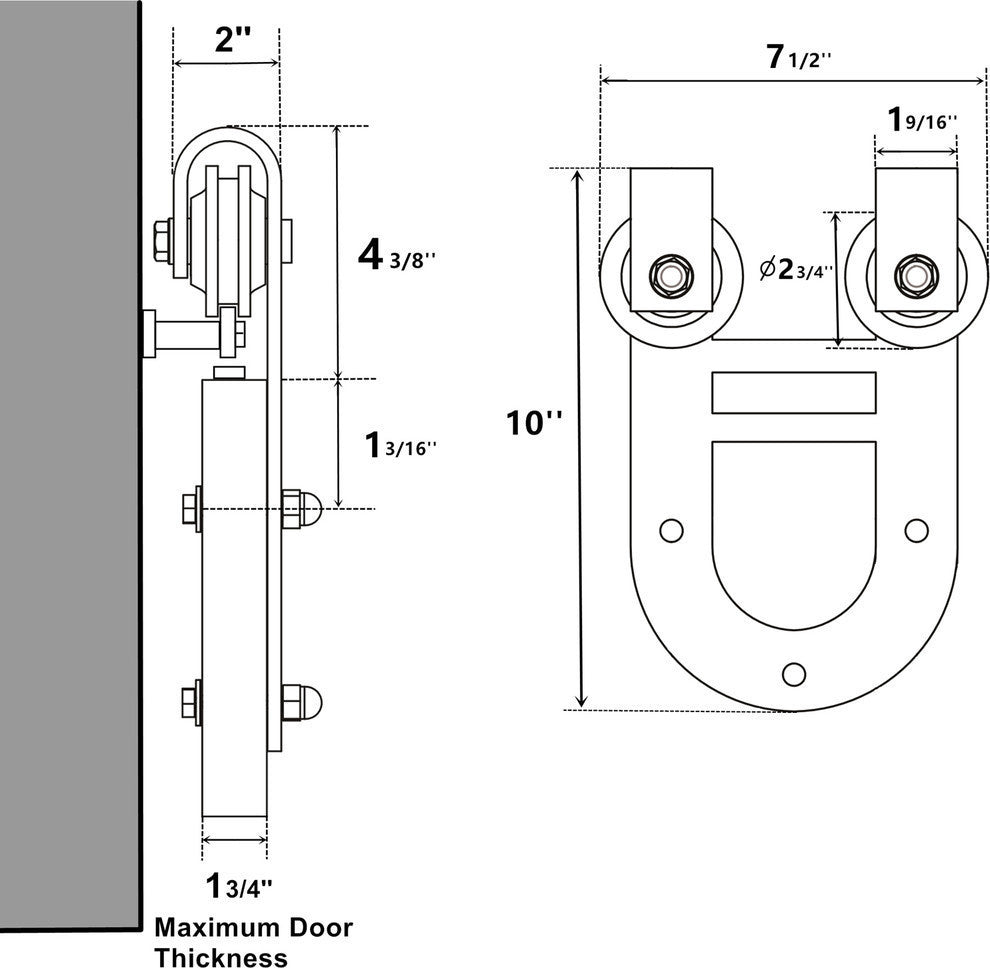 Single Sliding Barn Door Hardware Kit, Horseshoe Design