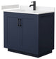 Miranda 36" Single Vanity, Dark Blue, Carrara Cultured Marble Top, Black Trim