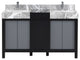55" Double Vanity, Marble Tops, White Square Sinks, And Monte Chrome Faucet Set