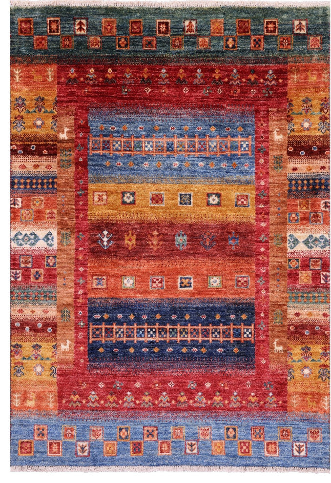 3' 4" X 4' 10" Tribal Persian Gabbeh Hand Knotted Rug Q10730