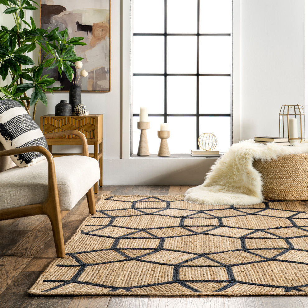 Nuloom Rozalia Jewel Jute Rug, Blue 4' x 6'
