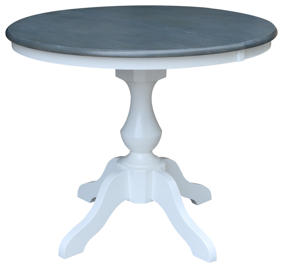 36" Round Top Pedestal Dining Table with 12" Leaf
