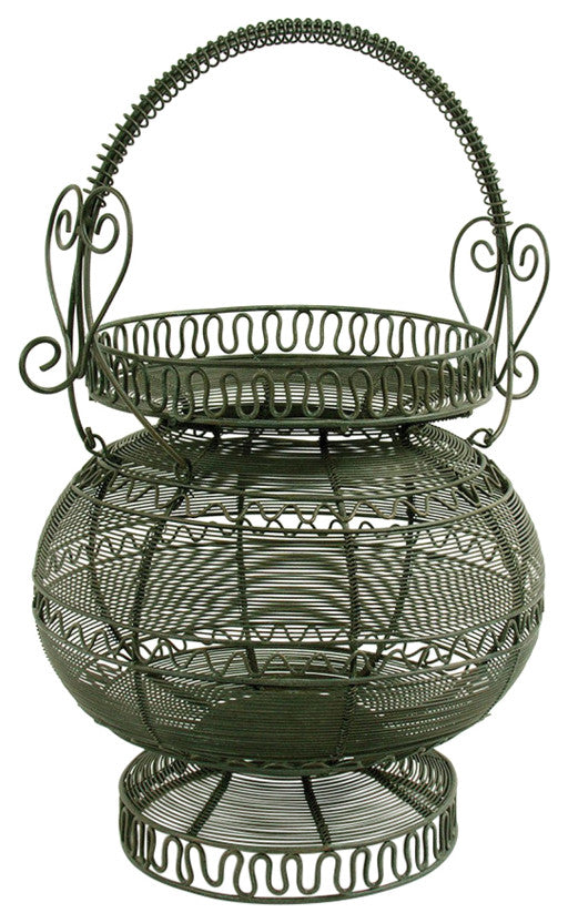 Metal Decorative Wire Basket, Weathered charcoal