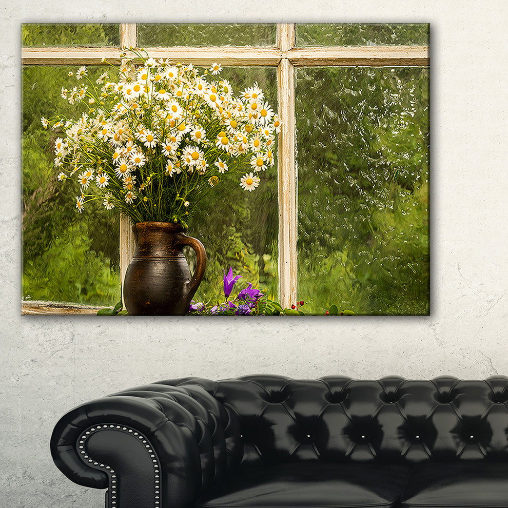 "Still Life Bouquet of Chamomiles" Modern Landscape Wall Art, 40"x30"