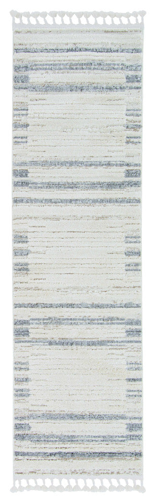 HomeRoots 9'x13' Ivory Grey Machine Woven Abstract Color Block Indoor Area Rug