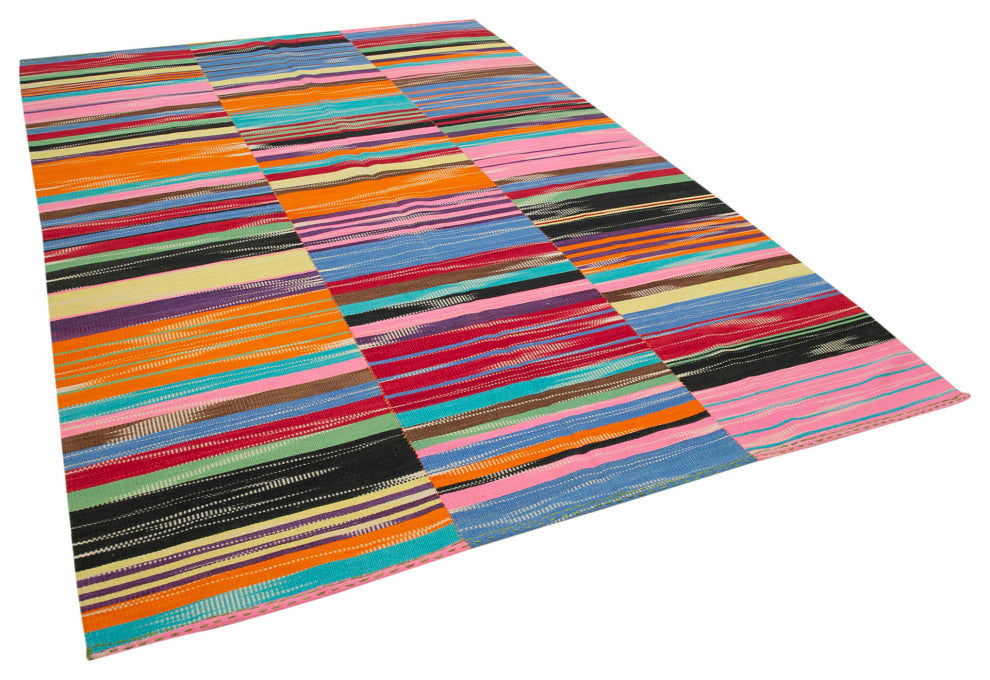 Rug N Carpet - Handmade Turkish 6' 10'' x 9' 11'' Flatweave Wool Kilim Rug