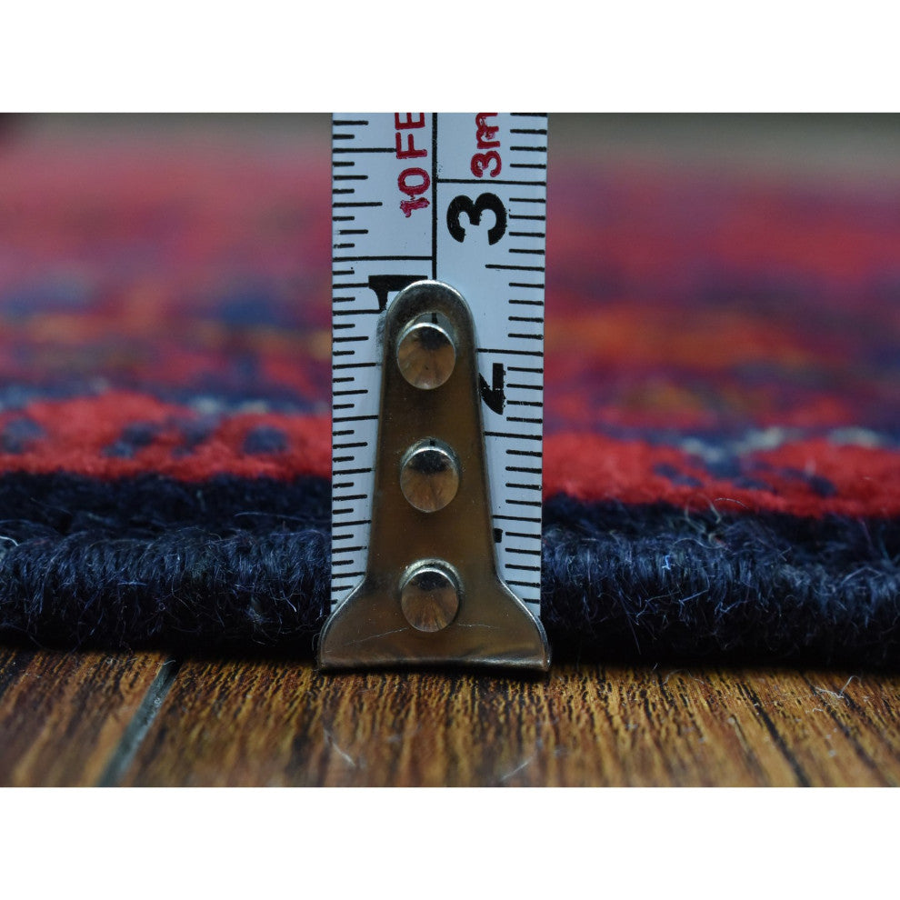 Deep and Saturated Red, Afghan Khamyab, Soft Wool Hand Knotted Rug, 3'4"x4'9"