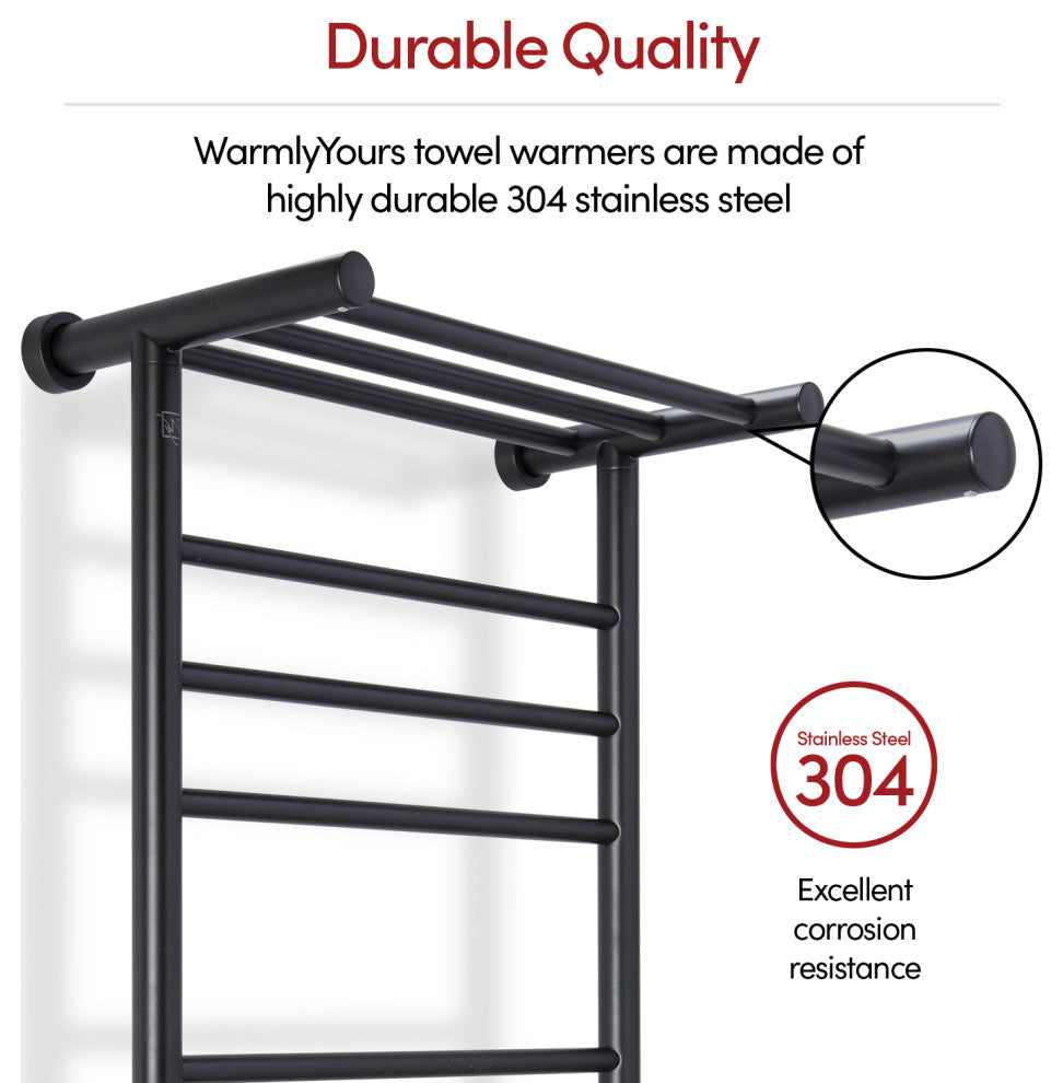 8 Bars Summit Towel Warmer, Dual Connection, Black