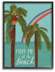 Meet Me At The Beach With Palms Tropical Rainbow Parrot Framed Giclee Art