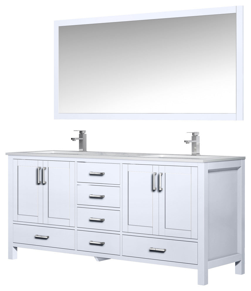 Jacques 72" White Double Vanity Set with White Carrara Marble Top