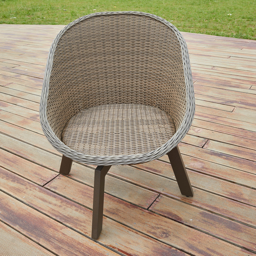 2 Pieces Patio Furniture Sets Outdoor Rotatable Chair Rattan Chair Set, Grey