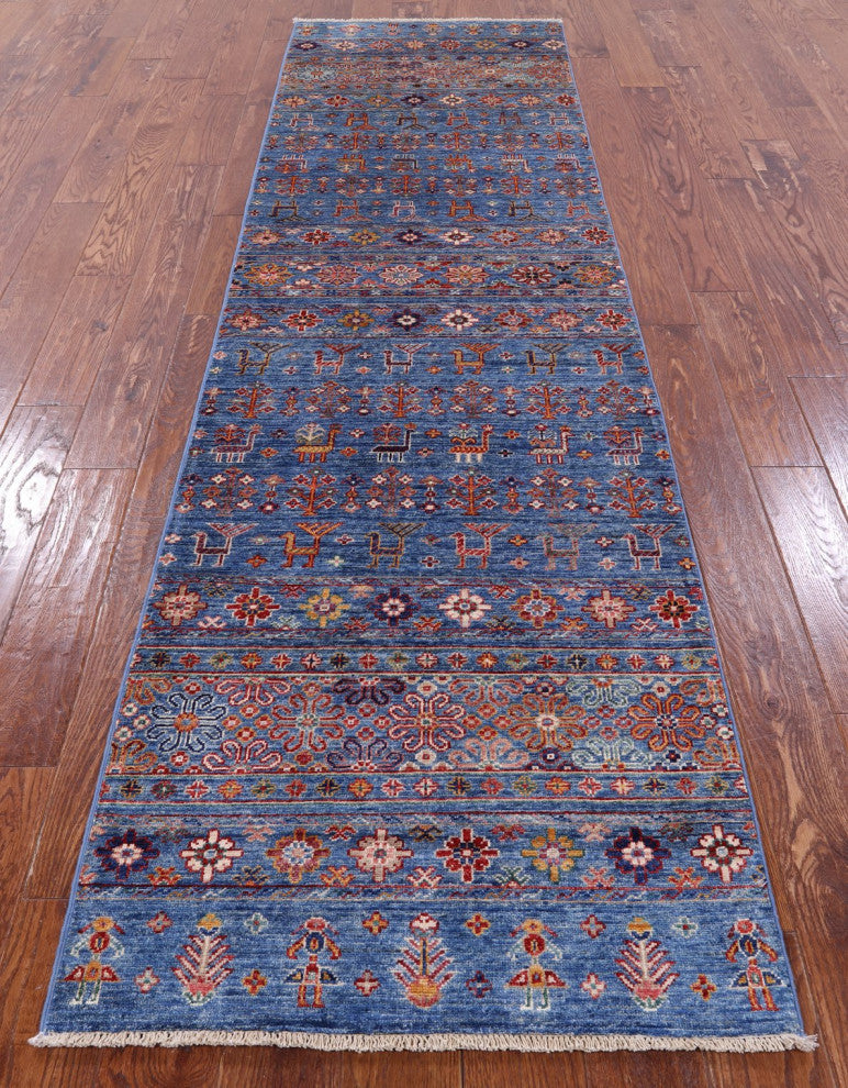 Hand Knotted Tribal Persian Gabbeh Wool Runner Rug 2' 8" X 9' 8" Q8194