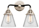 Small Cone Bath Vanity Light, Black Polished Nickel, Clear, Clear
