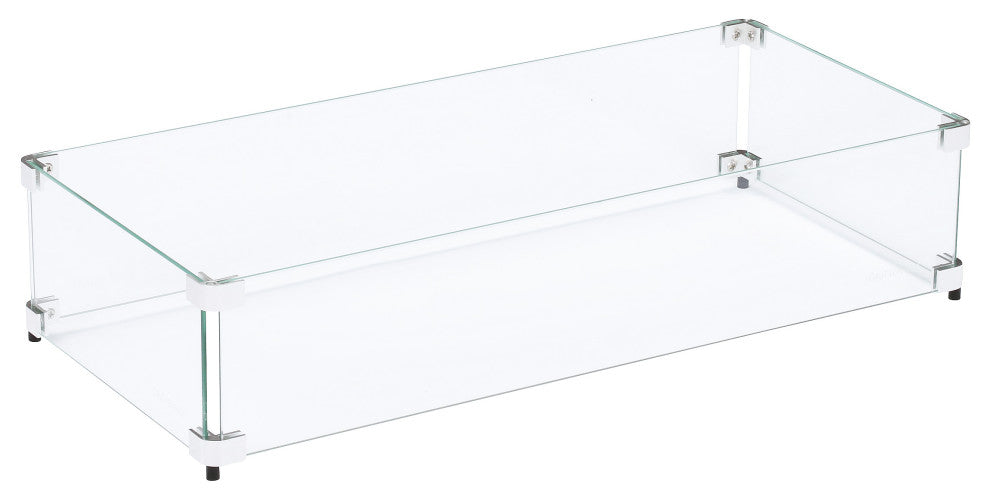 Tempered Glass Flame Guard for Fire Pits, 29.5"x13.5"