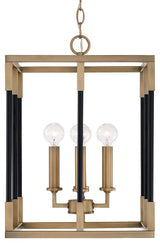 Capital Lighting 544741 Bleeker 4 Light 13"W Pendant - Aged Brass / Black