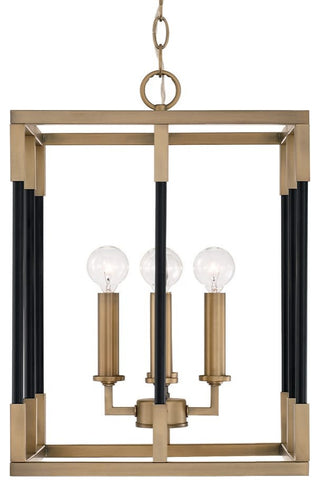 Capital Lighting 544741 Bleeker 4 Light 13"W Pendant - Aged Brass / Black
