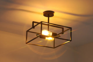 Chloe Lighting Nolan Farmhouse 2-Light Black Square Semi-Flush Pendant